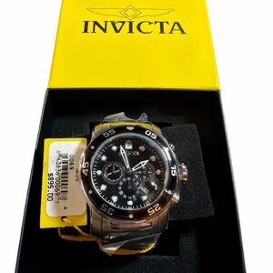 Invicta Black and Silver Chronograph Watch NIB